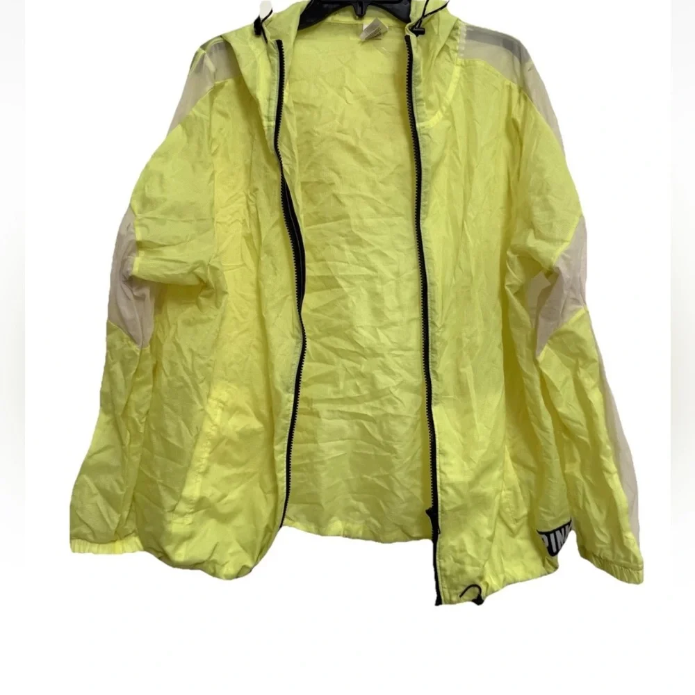 Victoria's Secret Pink windbreaker jacket with sheer sleeves Neon Yellow M - Picture 2 of 7